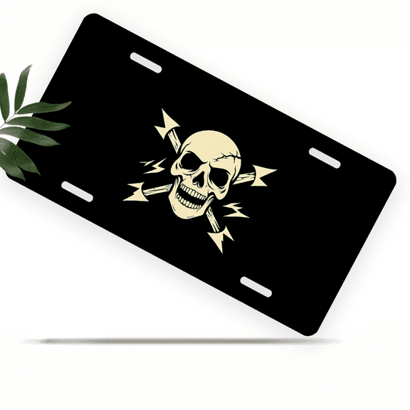 1 Pcs 2D Flat License Plate Covers & Frames, Skull and For Decorative Front, Waterproof For Decoration Aluminum License Plate Covers & Frames Cover For Men Women, 12" X 6"