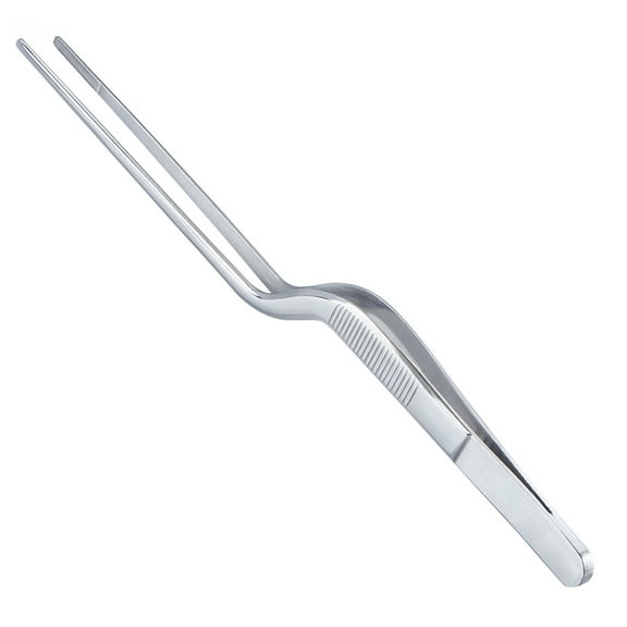 JZROCKER Stainless Steel Offset Tweezer Tongs Cooking and Plating Food by Chef Durable