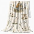 thumbnail image 2 of YShenghong Sleepy Farm Animals Around A Moonlit Blue Barn Printed Flannel Blanket, 2 of 7