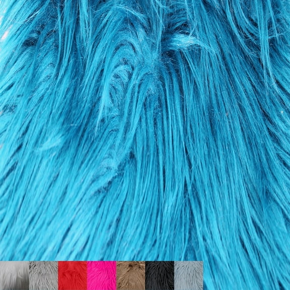 Luxury Shag Faux Fur-Christmas Fuzzy-Fabric by The Yard-Fluffy, Soft, Shaggy Mohair-for Sewing, Costumes, Plush Toys, Apparel, Decoration, Gnome Beard Miniature- Teal(Style #5002)