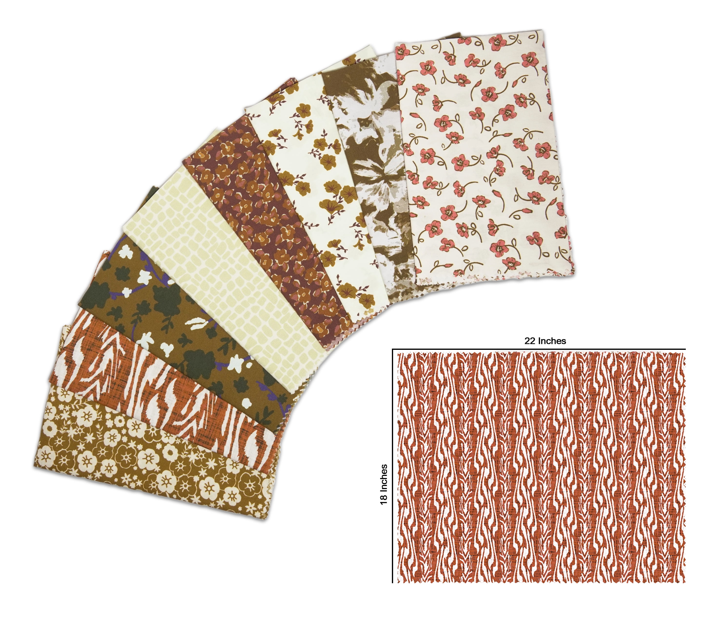 Soimoi 8 Pc Fat Quarter Bundle- Florals Print 18"x 22" DIY Patchwork- 100% Cotton Pre-Cut Quilting Fabric Multicolor