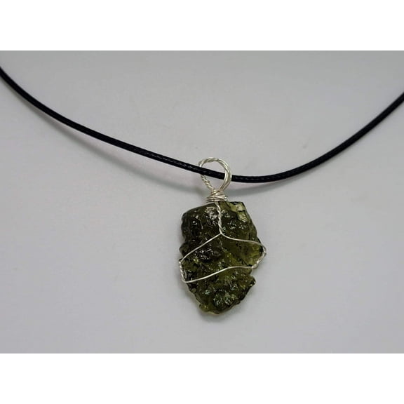 Genuine Moldavite Necklace 100 % Natural Sterling Silver