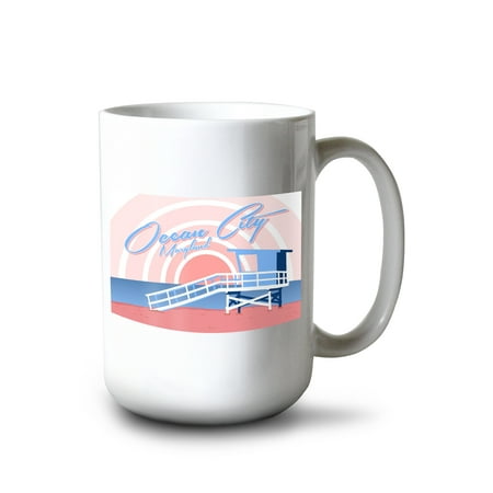 

15 fl oz Ceramic Mug Ocean City Maryland Beach Lifeguard Shack Dishwasher & Microwave Safe
