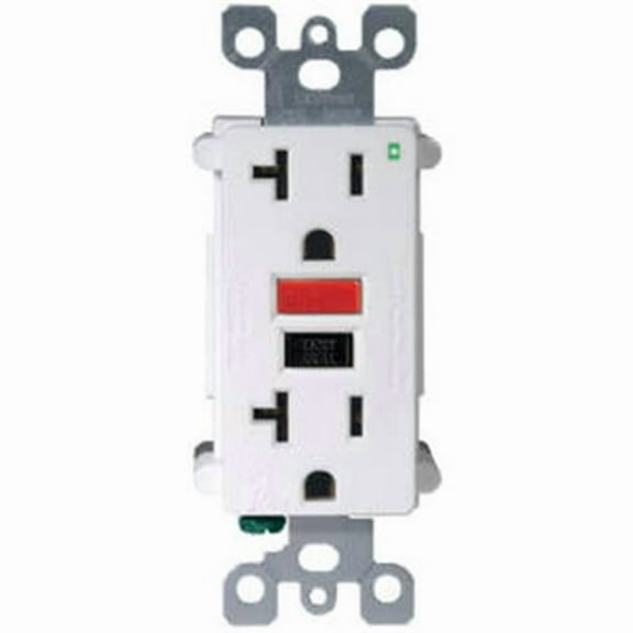 Mfg R12-Gfnt2-0Rw Outlet GFCI Self Test Red & Black Button, 15A - White