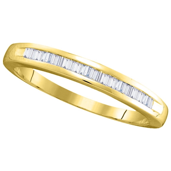 10kt Yellow Gold Womens Baguette Diamond Wedding Anniversary Band 1/6 Cttw
