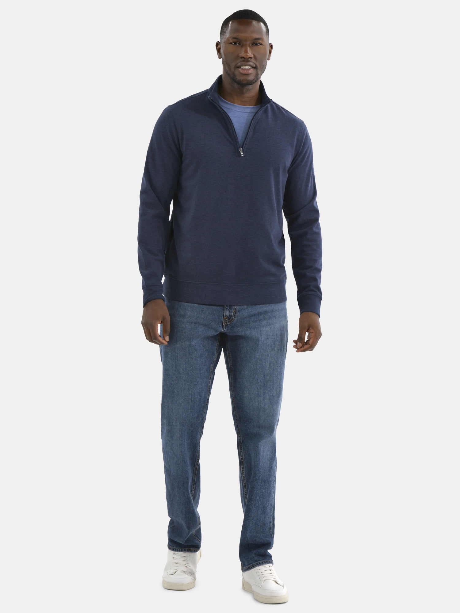 George Men's and Big Men's Knit Jersey Quarter Zip Pullover with Long Sleeves, Sizes S-3XL