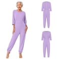 thumbnail image 2 of Aislor Women Care Dementia Clothing Alzheimers Anti-Strip Jumpsuit Nursing Nightwear with Zipper at Back and Leg Lavender M, 2 of 7