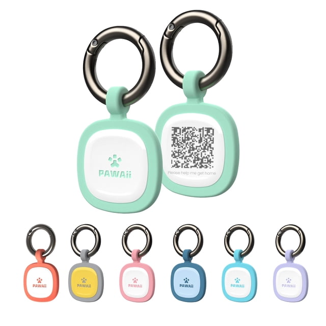 Etiqueta de identificación para mascotas Pawaii Silent Silicone Dog con código QR, paquete de 1 paquete, color verde