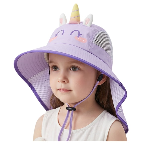 Girls Beach Bucket Hat 3-8 Years Outdoor Kids Sun Hats Neck Boys Girls Wide Brim UPF 50  Children Bucket Hat Hat Summer Cap
