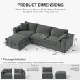 thumbnail image 5 of 10x6 Feet Boneless Sectional Couch, Convertible L-Shaped Cloud Sofa, 3 Seater Modular Memory Foam Couch for Medium Room (Grey, Left Facing Chaise), 5 of 9