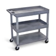 thumbnail image 3 of Luxor 18" x 32" Three Shelf Combination Tub/Tub/Flat Utility Cart - Gray, 3 of 4