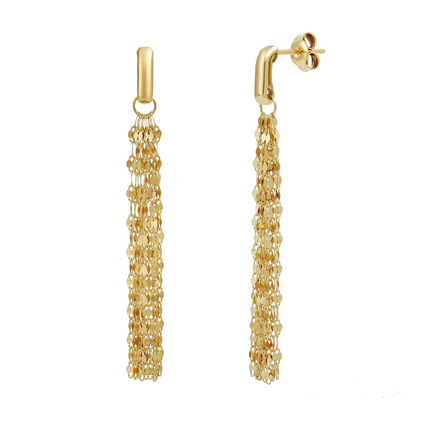 Graduated Curb Curb Chain Drop Earrings in 14K Gold