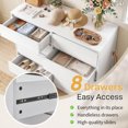 thumbnail image 3 of Ktaxon 8 Drawer Double Dresser Wood Dresser Organizer Storage Cabinet Chest of Drawers for Bedroom Hallway Living Room, Pure White, 3 of 16