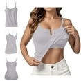 thumbnail image 2 of Sanbonepd Tank Top with Built in Bra for Women Summer Tops 2025 Sleeveless Padded Camisole Yoga Workout Tank Top S-6XL Grey, 2 of 8