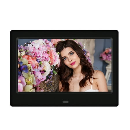 Image of KQJQS Digital Photo Frame with 7-inch HD Display Calendar Clock Loop Playback for Pictures Videos and Music Connects to Computer Headphones and Speakers
