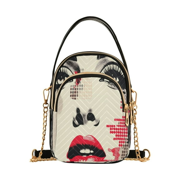 ALAZA Chain Crossbody Bags for Women Women Abstract Face Shoulder Handbag Phone Purse