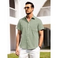 thumbnail image 6 of Youclos Men's Button Down Shirt Linen Short Sleeve with Pocket, 6 of 7