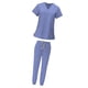 thumbnail image 2 of Conjunto de uniforme médico para mujer con cordón ajustable, camiseta y pantalones con cuello en V duraderos Azul claro, 2 of 9