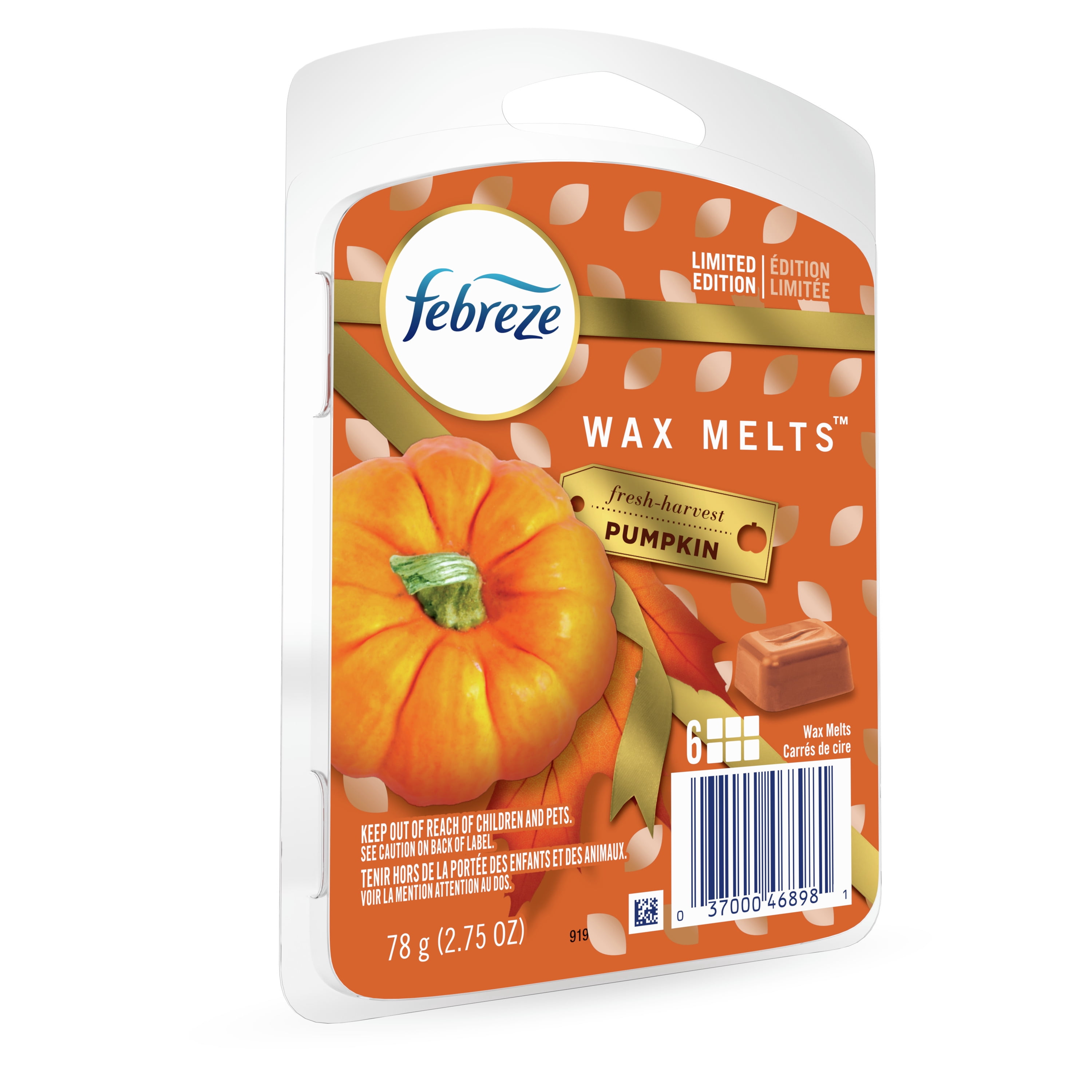 Febreze OdorFighting Wax Melts Refills, Fresh Harvest Pumpkin, 6 Ct