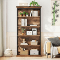 thumbnail image 2 of 5-Tier Industrial Art Bookcase, X-Pattern Sides, E0 Panels & Black Metal Frame, 34kg/Shelf Capacity, Open Shelving for Home/Office, 2 of 6