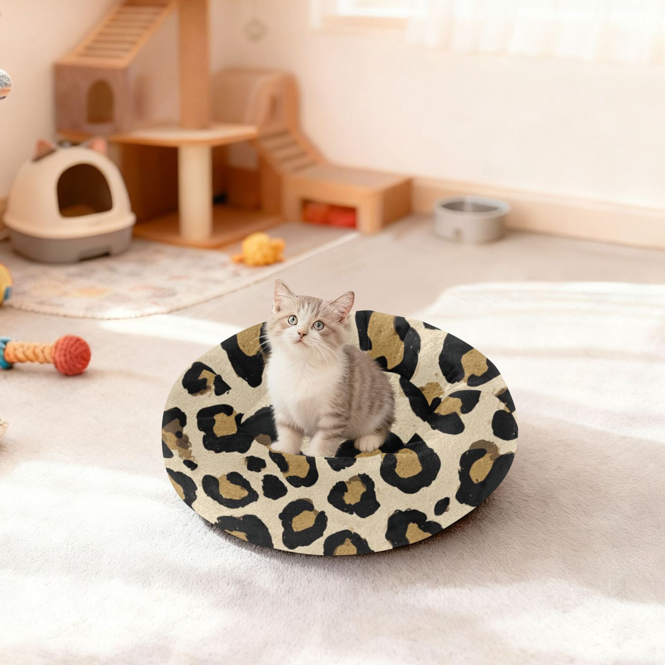 Pet Bed Pet Mat Cozy Removable & Washable Comfort For Cats And Dogs Leopard Print Vector