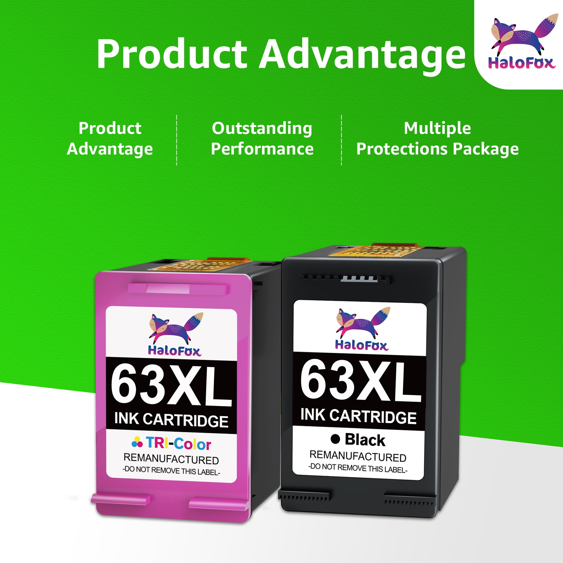 63XL Ink Cartridges  Combo Pack Compatible for 63 ink cartridges for Officejet 3830 4650 5200 5255 Envy 4520 4512 Deskjet 1112 3630 Printer ( 2-Pack)