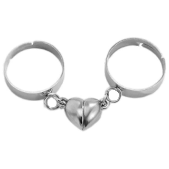 Creative Siamese Rings Fashion Versatile Love Magnetic Open Couple Rings