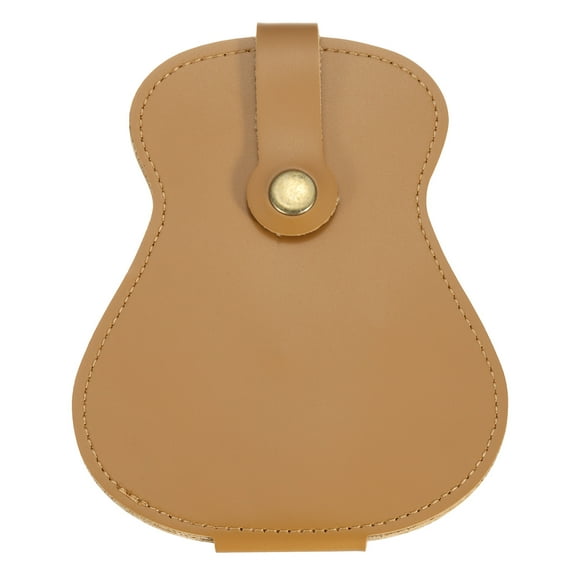Uxcell Guitar Picks Holder Case Artificial Leather Acoustic Electric Guitar Pick Case Bag Light Brown