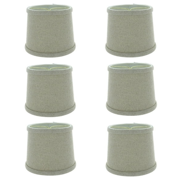 6 Inch Set of 6 Beige Linen Drum Shaped Chandelier Lampshade