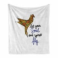 thumbnail image 1 of Saying Soft Flannel Fleece Throw Blanket, Let Your Soul and Fly Calligraphy with Zentangle Origami Bird, Cozy Plush for Indoor and Outdoor Use, 70" x 90", Charcoal Grey and White, by Ambesonne, 1 of 5