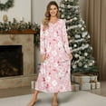 thumbnail image 4 of SEANATIVE Women's Nightshirt with Button Front Cozy Long Sleeve Pajama Dress Full-Length Pjs Nightgown House Coat for Lounge Sleep Home, 4XL, Pink Cherry Blossom, 4 of 7