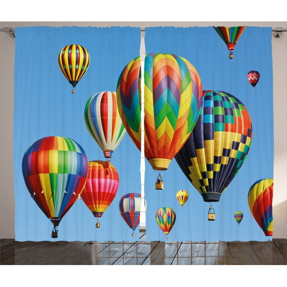 Ambesonne Nostalgic Curtains 2 Panel Set, Journey Fun Sky, 108" x 90", Blue