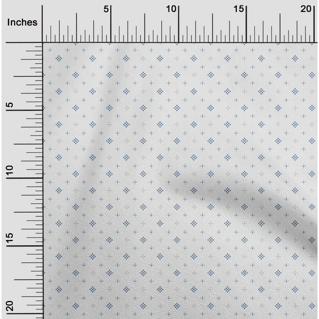 oneOone Polyester Lycra Medium Blue Fabric Dot & Square Shape Geometric Sewing Material Print Fabric by The Yard 56 Inch Wide