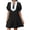 Black, variant on Short Sleeve Women Color Block V Neck Ruffle Mini Dress