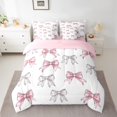 thumbnail image 2 of Manfei Lovely Bowtie Ribbon 7-Piece Twin Bedding Sets,Cute Bow Pattern Bedding Comforter Set,White Silver Pink Sheet Sets For Teens,Ultra Soft Home Decor Reversible, 2 of 8