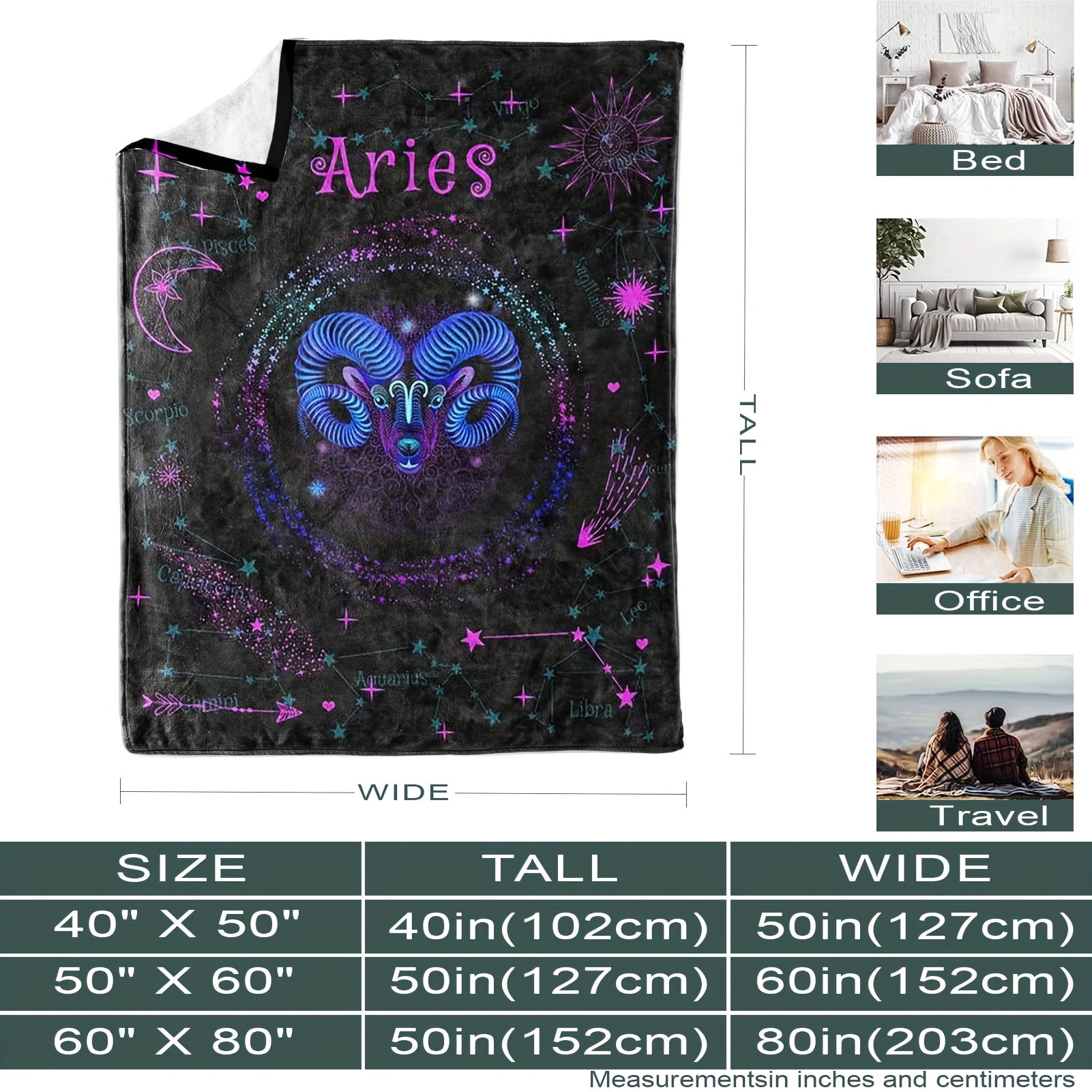 1 Pc Zodiac Blanket Gift For Women And Men Creative Birthday And Christmas Gift Aries Taurus Gemini Cancer Leo Virgo Libra Scorpio Sagittarius Capricorn Aquarius Pisces Nap Blanket