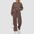 thumbnail image 2 of felwors Womens 2 Piece Outfits 2025 Fall Long Sleeve Sweatshirt Wide Leg Pants Lounge Sets Winter Sweatsuits Matching Tracksuit Coffee, XXXL, 2 of 5