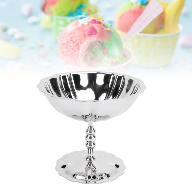 Dessert Stainless Steel Ice Cream Cup Tall Dessert Serving Bowl with Patterns for Home Parties