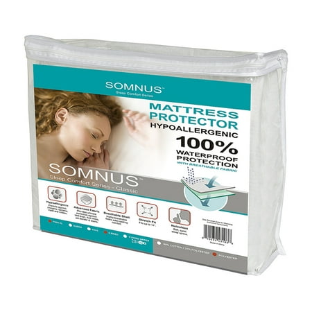 Encased Gems - SOMNUS Sleep Comfort Series Fully Encased Mattress Protector, QUEEN