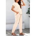 thumbnail image 5 of BTFBM Women's Two Piece Tracksuit Outfits Summer Short Sleeve Tops Long Pants Jogger Lounge Matching Sets Sweatsuit, 5 of 7