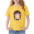 thumbnail image 2 of Blusas y camisas de manga corta con cuello redondo para niños Camiseta de verano de manga corta estampada para niñas Jersey elegante de cuello redondo para niños Top de algodón, 2 of 6