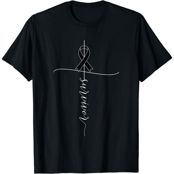 Skin Cancer Awareness Survivor Black Ribbon T-Shirt