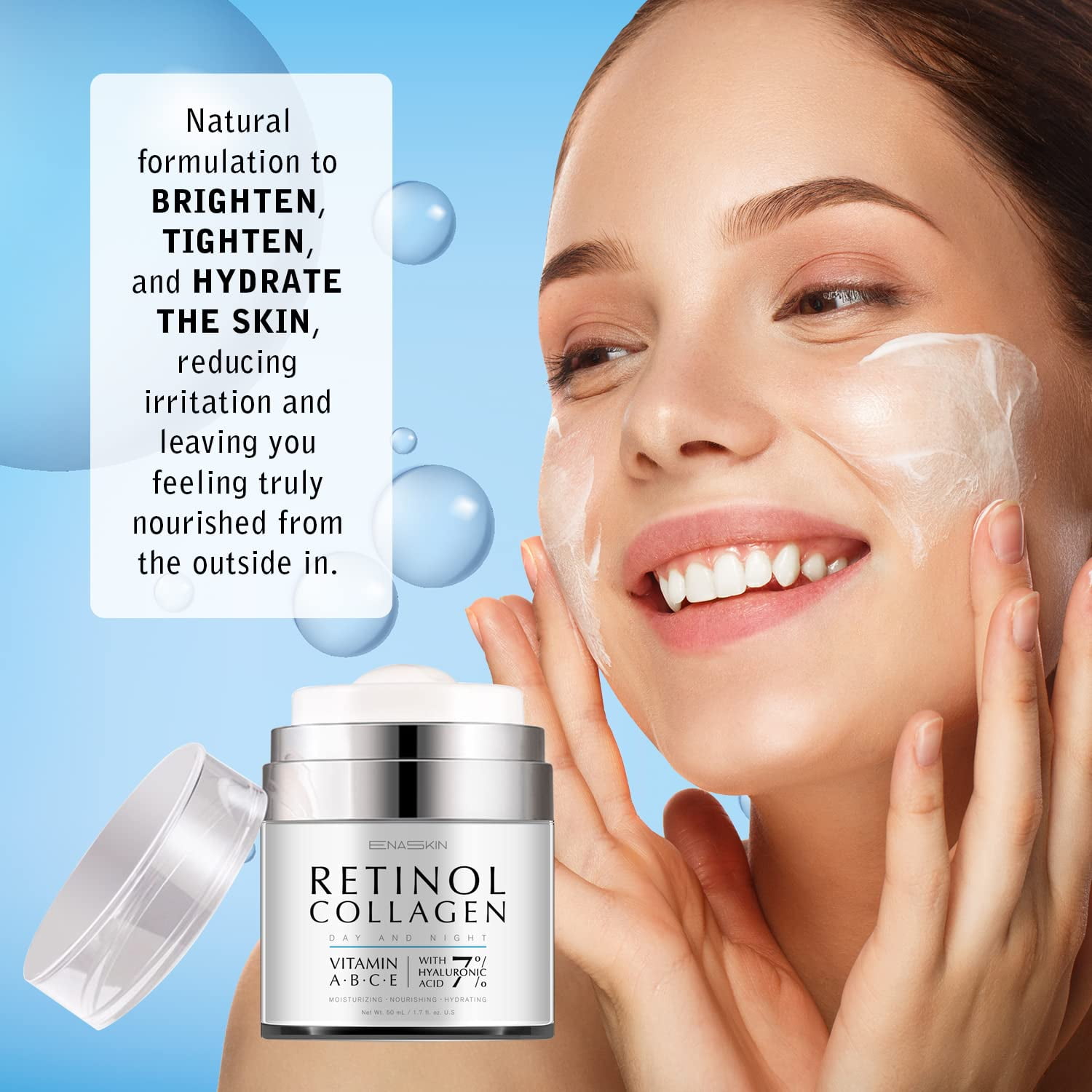 Enaskin Naturals Retinol Collagen Day and Night Face Cream, Skincare Face Moisturizer, 1.7 fl oz