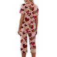 thumbnail image 5 of Valentine's Day Pajamas Sets for Women Heart Print Nightwear Short Sleeve and Capri Pants Women 2 Piece Sleepwears, 5 of 7