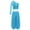 Light Blue, variant on Haitryli Kids Girls Belly Jazz Dance Outfits Asymmetrical Shoulder Crop Top with Wide-Leg Bloomers Trousers Set Red 14