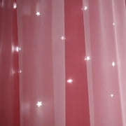 Brand Clearance!Stars Blackout Curtains for Bedroom Girls Kids Baby Window Curtain Double Layer Star Cut Out Aesthetic Living Room Decor Wall Home Decorations Curtain