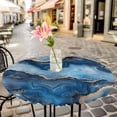 thumbnail image 6 of Blue Marble Round Tablecloth for 45-54 Inch Tables,Fitted Table Cover with Elastic Edge,Contemporary Abstract Golden Foil Texture Waterproof Outdoor Table Cloth Protector for Patio Garden Dinner, 6 of 9
