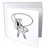 3dRose Cowgirl Drawing In Black And White, Greeting Cards, 6 x 6 inches, set of 6