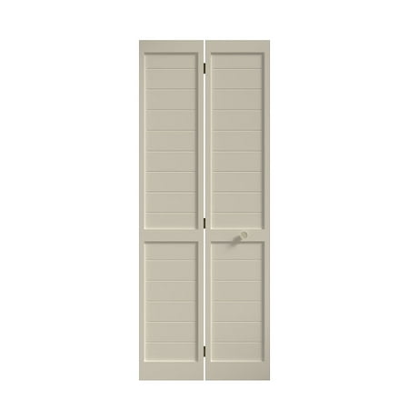 EightDoors 80" x 24" Flat Louver White Prefinished Pine Wood Bifold Door with Hardware Included