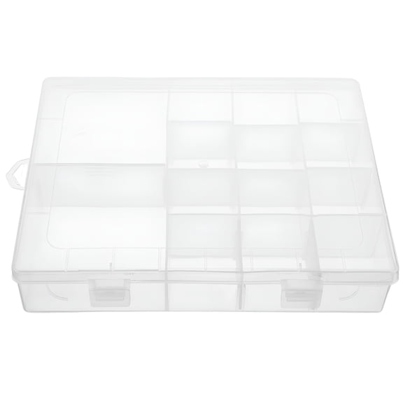 LAMIRO Clear Plastic Organizer Box with Adjustable Dividers Bead Storage Organizer for Jewelry Crafts Tools and Small Parts